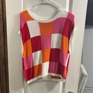 SHEIN Colorblock Sweater - Red, Pink, Orange, White